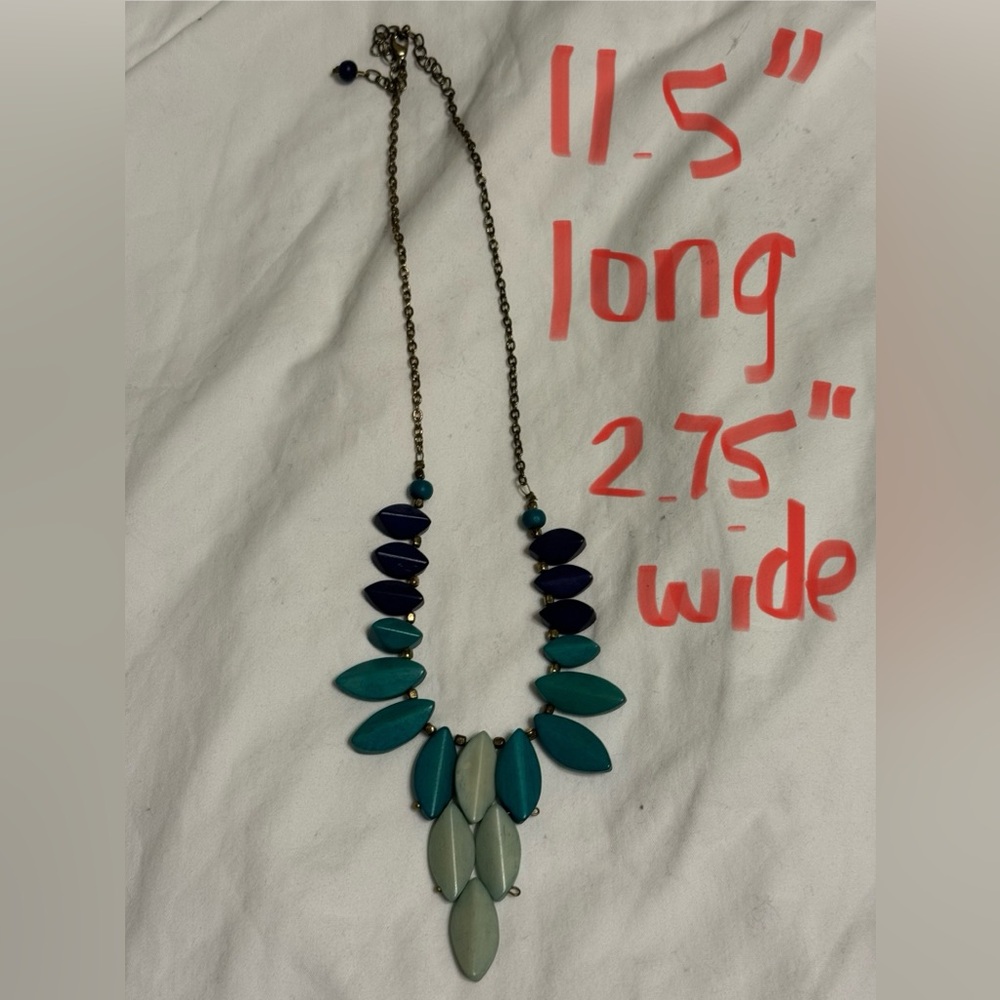 EUC wooden statement necklace from World Market in blues.